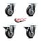 Service Caster 4'' Black Poly Wheel Swivel Top Plate Caster Set with 2 Posi Brakes, 4PK SCC-20S414-PPUB-BLK-2-PLB-2 - alternate 2